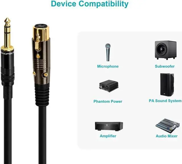 Alt view image 6 of 7 - Monoprice XLR Female to 1/4in TRS Male Cable - 6 Feet | 16AWG, Gold Plated - Premier Series