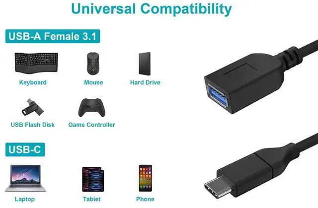Alt view image 8 of 9 - Monoprice USB C to USB A Female 3.1 Gen 1 Extension Cable - 0.5 Feet - Black | Fast Charging, 5Gbps, 3A, 30AWG, Type C - Essentials Series