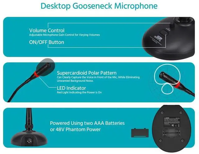 Alt view image 5 of 6 - Stage Right by Monoprice Professional Conferencing Supercardioid Condenser Microphone