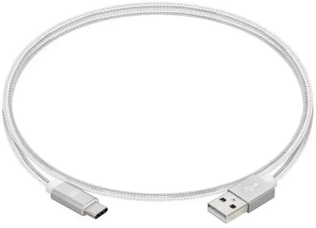 Alt view image 3 of 7 - Monoprice Nylon Braided USB C to USB A 2.0 Cable - 1.5 Feet - White | Type C, Fast Charging, Compatible With Samsung Galaxy S10 / Note 8, LG V20 and More - Palette Series