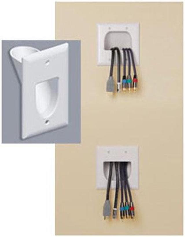 Alt view image 7 of 7 - 2-Gang Recessed Low Voltage Cable Wall Plate - Brown