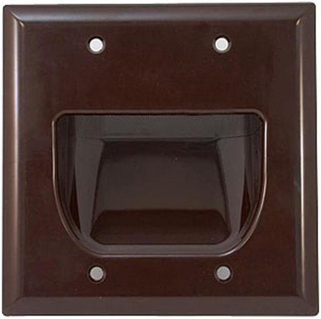 Alt view image 4 of 7 - 2-Gang Recessed Low Voltage Cable Wall Plate - Brown