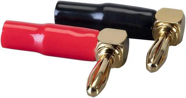 Main image of Monoprice 5 Pair Right Angle 24k Gold Plated Banana Speaker Wire Cable Screw Plug Connectors