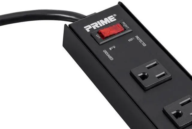 Alt view image 5 of 6 - Monoprice Power & Surge - 6 Outlet Metal Surge Protector Power Strip - 15 Feet Cord - Black | 1150 Joules 15A / 125V / 1875W