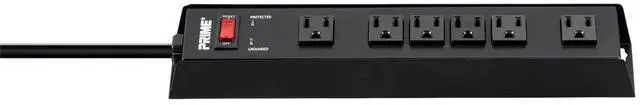 Alt view image 4 of 6 - Monoprice Power & Surge - 6 Outlet Metal Surge Protector Power Strip - 15 Feet Cord - Black | 1150 Joules 15A / 125V / 1875W