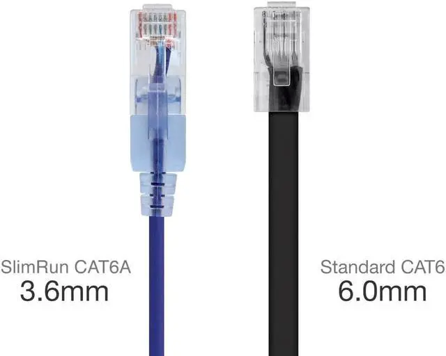 Alt view image 3 of 5 - Monoprice SlimRun Cat6A Ethernet Patch Cable - Network Internet Cord - RJ45, Stranded, UTP, Pure Bare Copper Wire, 30AWG, 6in, Purple, 10-Pack