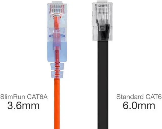 Alt view image 3 of 14 - Monoprice SlimRun Cat6A Ethernet Patch Cable - Network Internet Cord - RJ45, Stranded, UTP, Pure Bare Copper Wire, 30AWG, 6in, Orange, 10-Pack