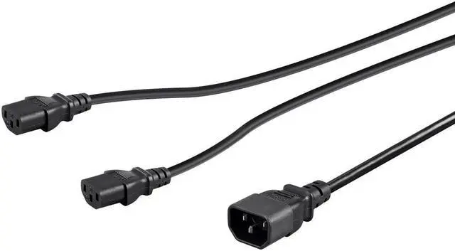 Alt view image 7 of 14 - Monoprice 6ft 18AWG Power Extension Cord Splitter Cable  10A (IEC 60320 C14 to 2x IEC 60320 C13)