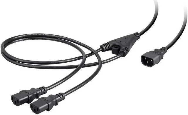 Alt view image 3 of 14 - Monoprice 6ft 18AWG Power Extension Cord Splitter Cable  10A (IEC 60320 C14 to 2x IEC 60320 C13)