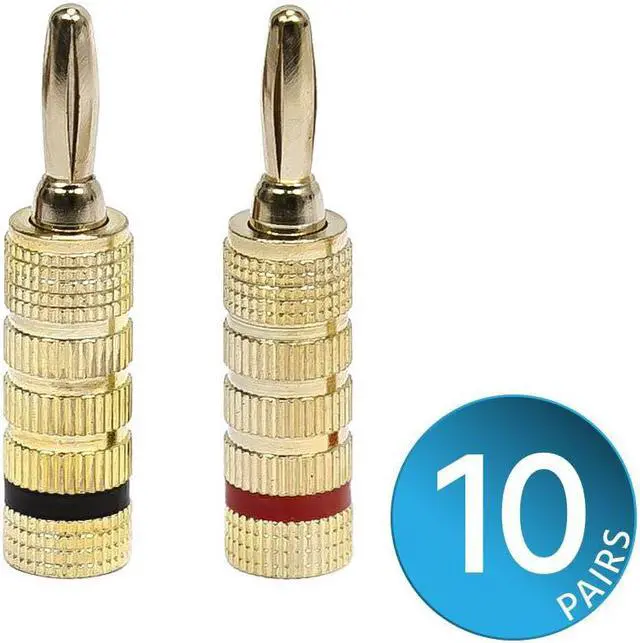 Main image of Monoprice 10 PAIRS Of High-Quality Gold Plated Speaker Banana Plugs, Closed Screw Type