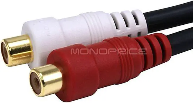 Alt view image 4 of 8 - Monoprice 105611 7-Inch Premium Stereo Male to 2RCA Female 22AWG Cable - Black