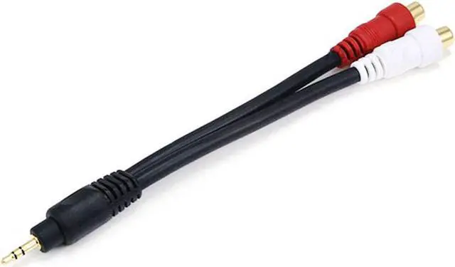 Alt view image 3 of 8 - Monoprice 105611 7-Inch Premium Stereo Male to 2RCA Female 22AWG Cable - Black