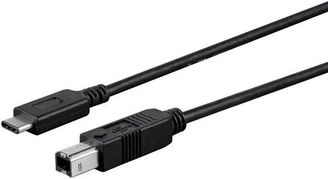 Alt view image 2 of 13 - Monoprice 2.0 USB-C to USB B Printer Cable 480 Mbps 6.6ft black