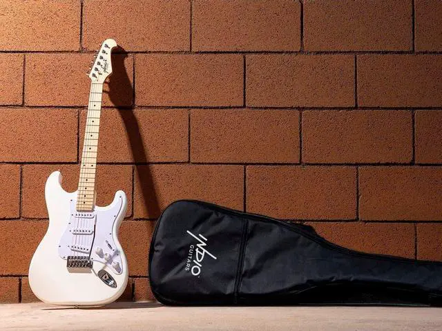 Alt view image 6 of 6 - Monoprice Indio Cali Classic Electric Guitar - White, With Gig Bag