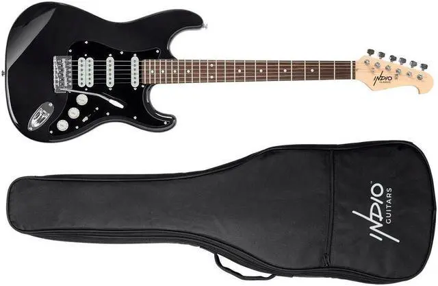 Alt view image 2 of 6 - Monoprice Indio Cali Classic HSS Electric Guitar - Black, With Gig Bag