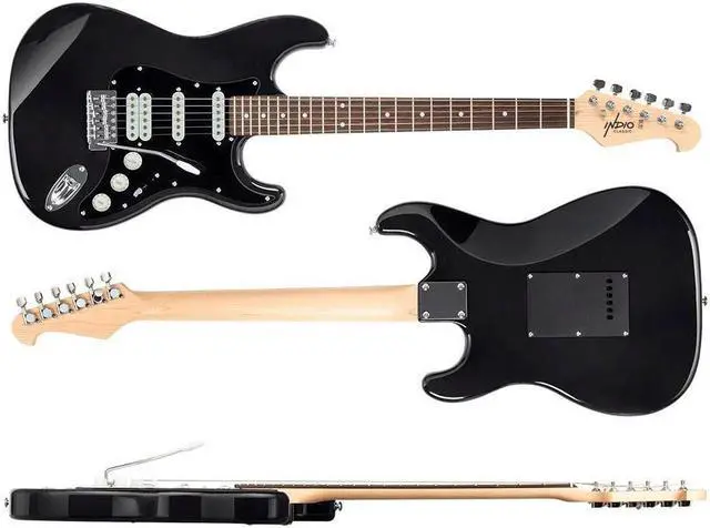 Alt view image 3 of 6 - Monoprice Indio Cali Classic HSS Electric Guitar - Black, With Gig Bag