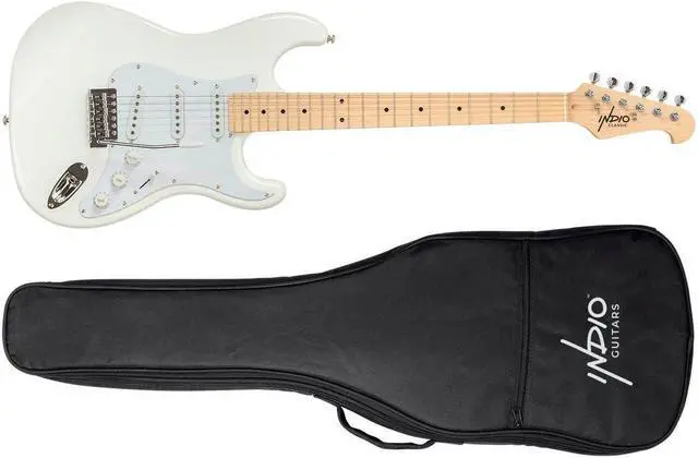Alt view image 2 of 6 - Monoprice Indio Cali Classic Electric Guitar - White, With Gig Bag