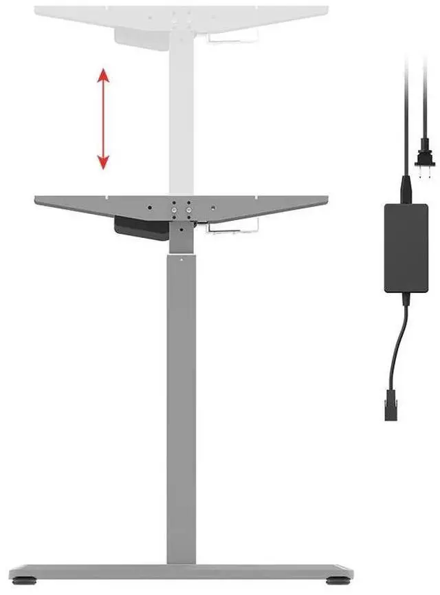 Alt view image 3 of 5 - Monoprice Height Adjustable Sit Stand Riser Table Desk Frame - Grey With Electric Single Motor, Compatible With Desktops From 39 Inches Up To 63 Inches Wide - Workstream Collection