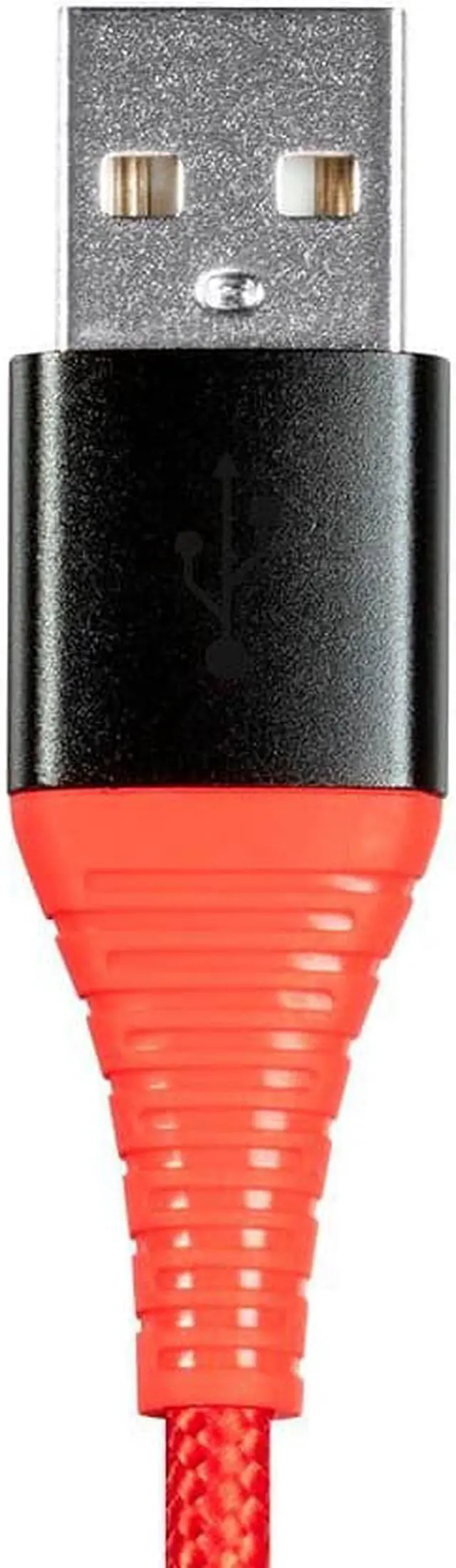 Alt view image 2 of 6 - Monoprice USB 2.0 Micro B to Type A Charge & Sync Cable - 3 Feet - Red | Nylon-Braid, Durable, - AtlasFlex Series