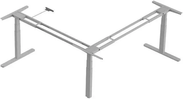 Alt view image 3 of 6 - Monoprice Triple Motor Height Adjustable Sit-Stand Corner Desk Frame - Gray | 3 Leg Corner, L Shaped Table Base, Programmable Memory Settings - Workstream Collection