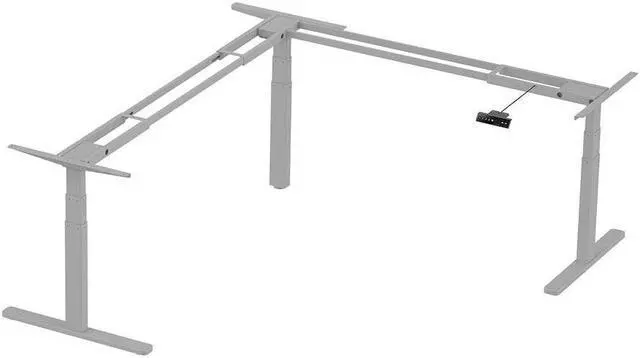 Alt view image 2 of 6 - Monoprice Triple Motor Height Adjustable Sit-Stand Corner Desk Frame - Gray | 3 Leg Corner, L Shaped Table Base, Programmable Memory Settings - Workstream Collection