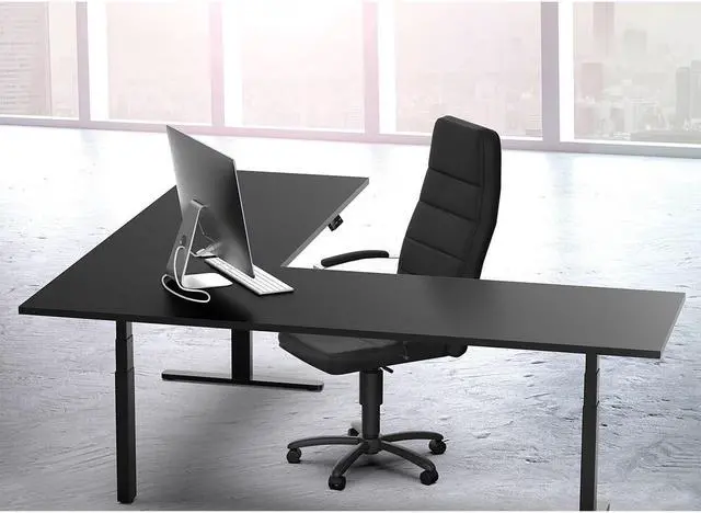 Alt view image 6 of 20 - Monoprice Triple Motor Height Adjustable Sit-Stand Corner Desk Frame - Black | 3 Leg Corner, L Shaped Table Base, Programmable Memory Settings - Workstream Collection