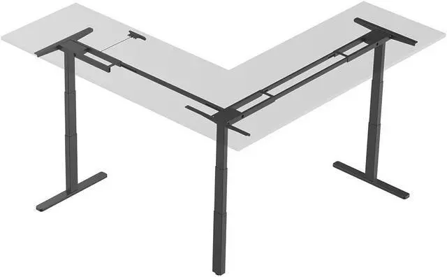 Alt view image 4 of 20 - Monoprice Triple Motor Height Adjustable Sit-Stand Corner Desk Frame - Black | 3 Leg Corner, L Shaped Table Base, Programmable Memory Settings - Workstream Collection