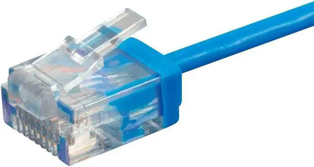 Alt view image 3 of 4 - Monoprice Cat6 Ethernet Patch Cable - 7 Feet - Blue | Stranded, 550MHz, UTP, Pure Bare Copper Wire, 32AWG  - Micro SlimRun Series