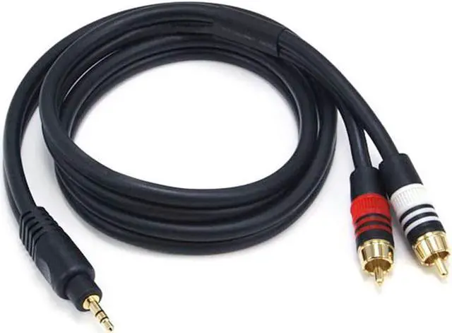 Alt view image 9 of 14 - Monoprice 5597 3ft 3.5mm Stereo Male to 2RCA Male 22AWG Cable Cord Gold Plated