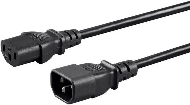 Main image of Monoprice Extension Cord - 4 Feet - Black, IEC-320-C14 to IEC-320-C13, 16AWG, 13A, 3-Prong, SVT