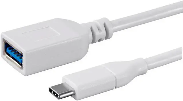 Alt view image 6 of 6 - Monoprice USB C to USB A Female 3.1 Gen 1 Extension Cable - 0.5 Feet - White | Fast Charging, 5Gbps, 3A, 30AWG, Type C - Essentials Series