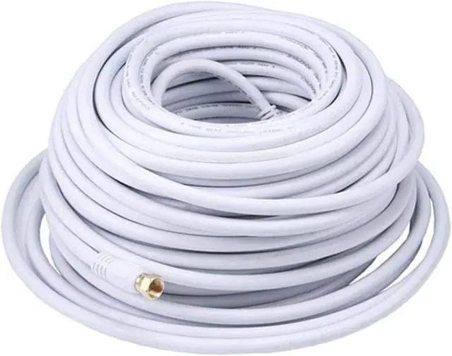 Alt view image 4 of 4 - Monoprice 100ft RG6 (18AWG) 75Ohm, Quad Shield, CL2 Coaxial Cable with F Type Connector - White