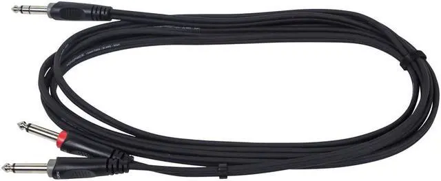 Alt view image 2 of 6 - Monoprice 1/4 Inch TRS Male to two 1/4 Inch TS Male Insert Cable Cord - 10 Feet - Black