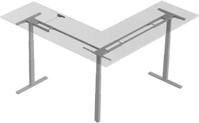 Alt view image 4 of 6 - Monoprice Triple Motor Height Adjustable Sit-Stand Corner Desk Frame - Gray | 3 Leg Corner, L Shaped Table Base, Programmable Memory Settings - Workstream Collection