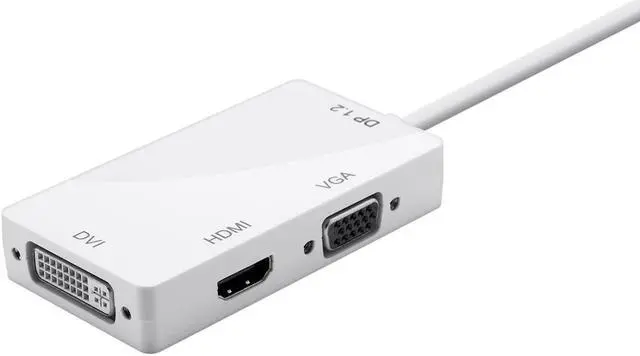 Alt view image 4 of 11 - Monoprice DisplayPort 1.2a to 4K HDMI, Dual Link DVI, and VGA Passive Adapter, White