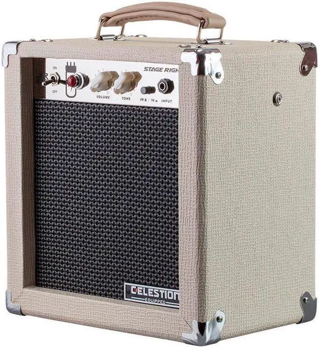 Main image of Monoprice 5-Watt 1x8 Guitar Combo Tube Amplifier - Tan / Beige with Celestion Super 8in Speaker, 12AX7 Preamp, For All Electric Guitars