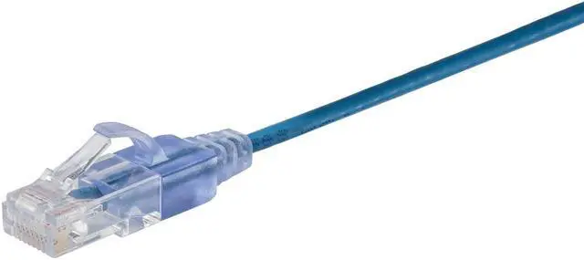 Alt view image 2 of 6 - Monoprice SlimRun Cat6A Ethernet Patch Cable - Network Internet Cord - RJ45, 550Mhz, UTP, Pure Bare Copper Wire, 10G, 30AWG, 1ft, Blue, 5-Pack