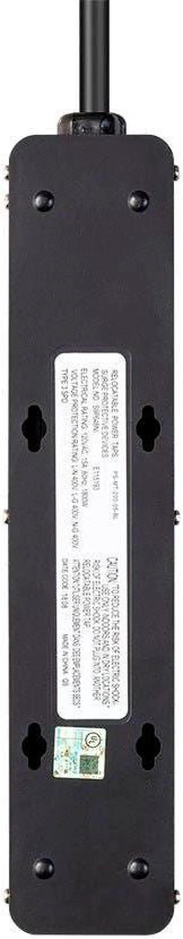 Alt view image 6 of 12 - Monoprice Heavy Duty 6 Outlet Metal Surge Power Strip - Black With 6 Feet Cord | 540 Joules