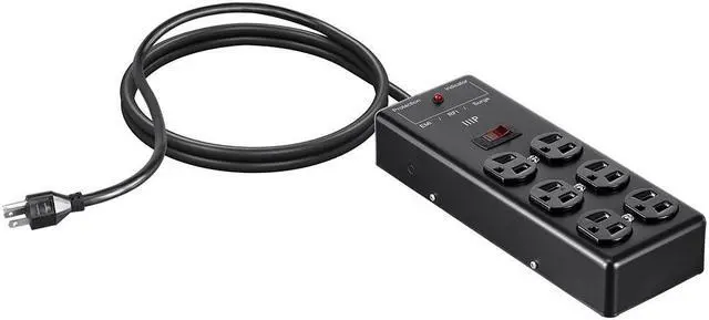 Alt view image 2 of 14 - Monoprice Heavy Duty 6 Outlet Metal Surge Power Box - Black With 6 Feet Cord | 540 Joules