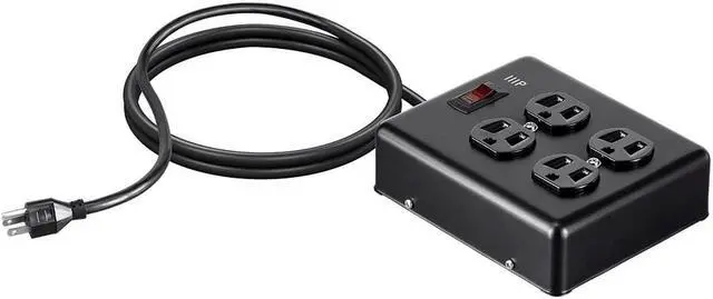 Alt view image 2 of 7 - Monoprice Heavy Duty 4 Outlet Metal Surge Power Box - Black With 6 Feet Cord | 180 Joules