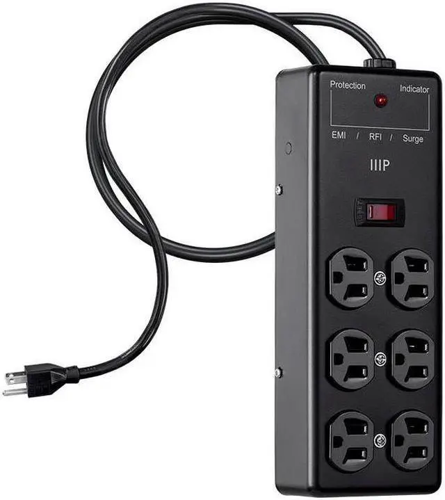 Alt view image 5 of 14 - Monoprice Heavy Duty 6 Outlet Metal Surge Power Box - Black With 6 Feet Cord | 540 Joules
