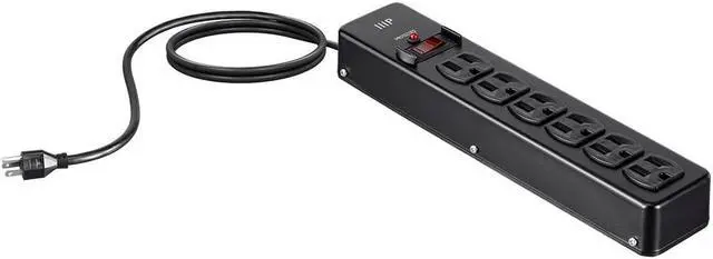 Alt view image 2 of 12 - Monoprice Heavy Duty 6 Outlet Metal Surge Power Strip - Black With 6 Feet Cord | 540 Joules