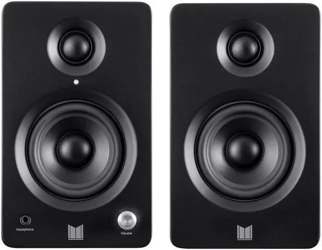 Alt view image 2 of 8 - Monoprice Monolith MM-3 Powered Multimedia Speakers - Black (Pair) With AptX Bluetooth, Fron Headphone Jack, Digital Calss D