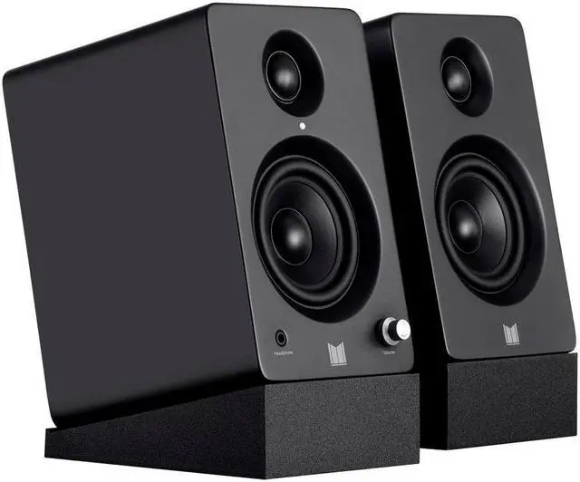 Alt view image 5 of 8 - Monoprice Monolith MM-3 Powered Multimedia Speakers - Black (Pair) With AptX Bluetooth, Fron Headphone Jack, Digital Calss D