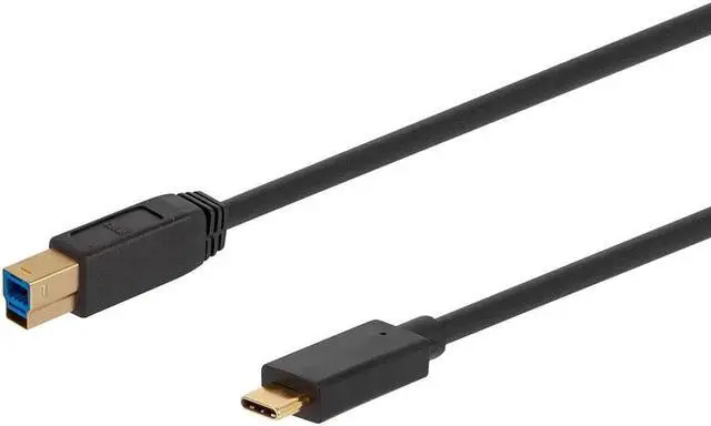 Alt view image 2 of 14 - Monoprice USB 3.0 Type-C to Type-B Cable - 6 Feet - Black, Compatible External Hard Drive, MacBook Pro, Docking Station - Select Series
