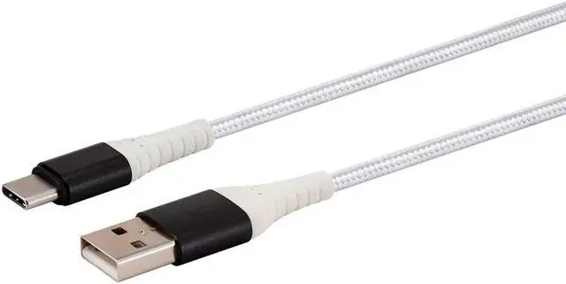 Alt view image 2 of 7 - Monoprice Nylon Braided USB C to USB A 2.0 Cable - 3 Feet - White | Type C, Durable, Fast Charge for Samsung Galaxy S10/ Note 8, LG V20 and - AtlasFlex Series