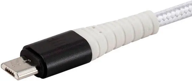Alt view image 4 of 7 - Monoprice USB 2.0 Micro B to Type A Charge and Sync Cable - 6 Feet - White, Durable, Nylon-Braid - AtlasFlex Series