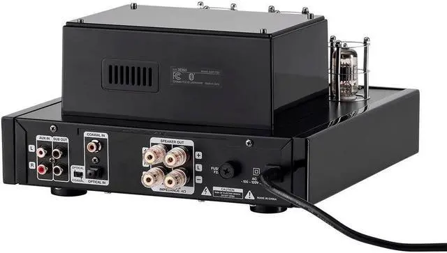 Alt view image 6 of 7 - Monoprice Stereo Hybrid Tube Amplifier 2019 Edition, 25 Watt With Bluetooth, Wired RCA, Optical, Coaxial, and USB Connections, and Subwoofer Out