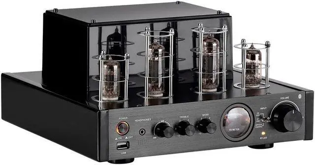 Alt view image 4 of 7 - Monoprice Stereo Hybrid Tube Amplifier 2019 Edition, 25 Watt With Bluetooth, Wired RCA, Optical, Coaxial, and USB Connections, and Subwoofer Out