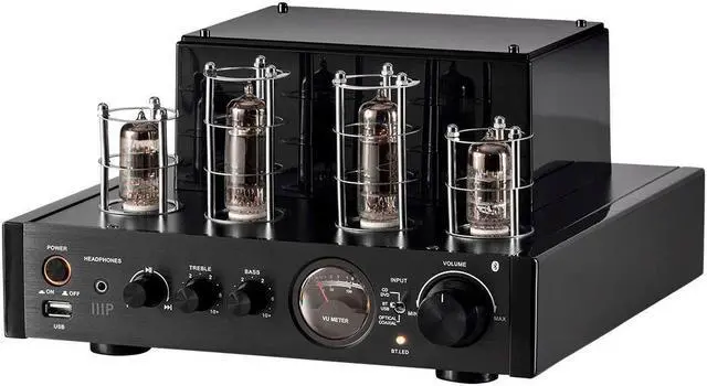 Main image of Monoprice Stereo Hybrid Tube Amplifier 2019 Edition, 25 Watt With Bluetooth, Wired RCA, Optical, Coaxial, and USB Connections, and Subwoofer Out